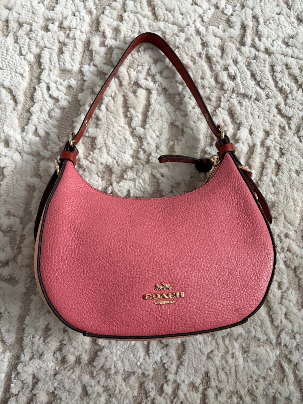 Coach small Kleo Leather Pink, Peach and Brown Hobo/Shoulder Bag